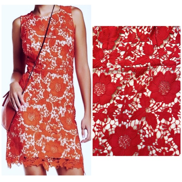 ECI Dresses & Skirts - Nordstrom Rack Red Floral Lace Sleeveless Shift 4P